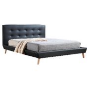 Double Pu Leather Deluxe Bed Frame Black
