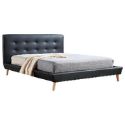 Queen Pu Leather Deluxe Bed Frame Black