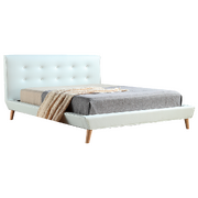 Queen Pu Leather Deluxe Bed Frame White