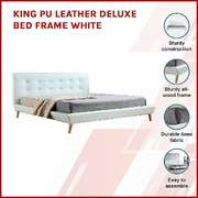 King PU Leather Deluxe Bed Frame White