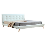 King Pu Leather Deluxe Bed Frame White