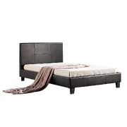 King Single Pu Leather Bed Frame Brown