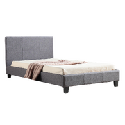 King Single Linen Fabric Bed Frame Grey