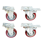 4 x 4" Heavy Duty PU Swivel Castor Wheels With Brake