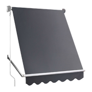 Retractable Fixed Pivot Arm Window Awning Patio Garden Blinds 2.4m x 2.1m Grey
