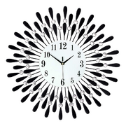 Large Modern 3D Crystal Wall Clock Luxury Art Metal Round Home Decor