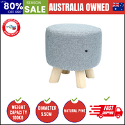 Fabric Ottoman Wood Storage Padded Seat