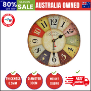 Large Colourful Wall Clock Kitchen Office Retro Timepiece