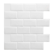 Tiles 3D Peel and Stick Wall Tile Hexagon White Subway shape