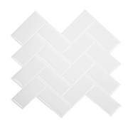 Tiles 3D Peel And Stick Wall Tile Herringbone White (30Cm X 30Cm X 10 Sheets)