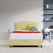 Linen Fabric Double Bed Curved Headboard Bedhead - Sulfur Yellow