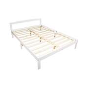 Double Wooden Bed Frame Home Furniture White Slat Support Wooden