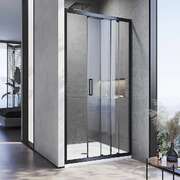 185-200cm Adjustable Wall to Wall Sliding Glass Shower Door in Black