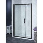 185-200cm Adjustable Wall to Wall Sliding Glass Shower Door in Black
