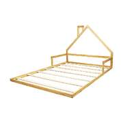 Pine Wood Floor Bed House Frame For Kids And Toddlers Slat Support