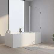 90cm Frameless Swing Bath Screen  White Hardware with Stainless steel hinge for Modern Bathrooms