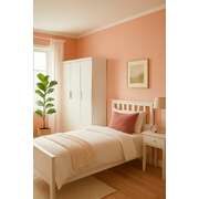 3 Door White Gloss Wardrobe – White Handles, Hanging Rail & Shelves