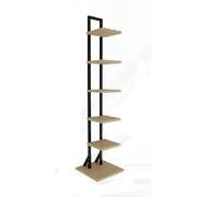 6 Tier Corner Bookshelf Floor Standing Bookcase Black | EXTG