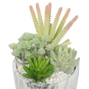 Potted Artificial Succulent Bowl With Marble Pot 20.5Cm