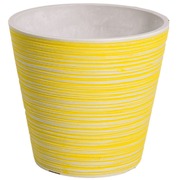 Yellow And White Engraved Pot 14Cm