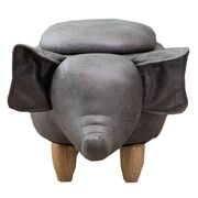Elephant Ottoman with Storage-Grey