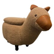 Alpaca Kiddie Ottoman with Storage-Brown
