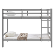 Solid Pinewood Kids' Single Bunk Bed Dark Grey