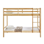 Solid Pinewood Kids' Single Bunk Bed Natural 
