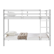 Solid Pinewood Kids' Single Bunk Bed White