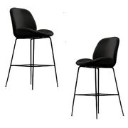 Classic Black Velvet Barstool Set of 2