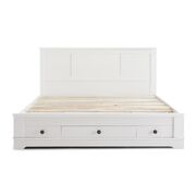 White Coastal Lifestyle Bedframe With Storage Drawers Queen