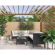 5 Seater Rattan Outdoor Corner Lounge Sofa Set Black