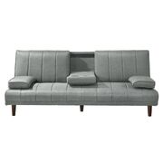 Fabric Sofa Bed with Cup Holder 3 Seater-Light Grey