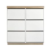 Large Shoe Cabinet Storage Shelf White Oak