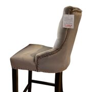Bar Stool Quilted Velvet with a Silver-toned Ring Knocker-Grey