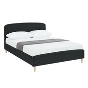 Solid natural plywood Rounded Bed Frame in Charcoal Queen