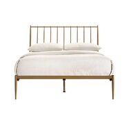 Metal Bed Frame Base Platform in Gold Double Mid Century Timber Slat