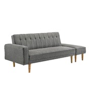 3 Seater Fabric Sofa Bed with Ottoman - Light Grey