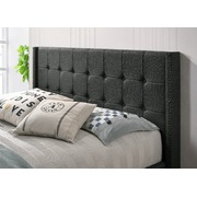 King Sized Winged Fabric Bed Frame with Gas Lift Storage in Charcoal