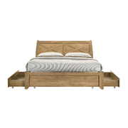 Mica Natural Wooden Bed Frame With Storage Drawers Double
