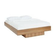 Wood Floating Bed Base Queen Oak