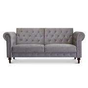 Light Grey Velvet 3-Seater Sofa 