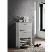 Shoe Cabinet With 3 Compartment Drawer In White Oak
