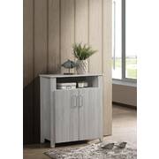 2 Door Shoe Cabinet With Open Shelf In White Oak