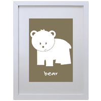 Bear (Brown, 210 x 297mm, White Frame)