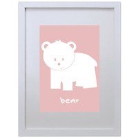 Bear (Pink, 210 x 297mm, White Frame)