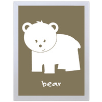 Bear (Brown, 297 x 420mm, White Frame)