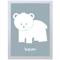 Bear (Blue, 297 x 420mm, White Frame)