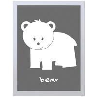 Bear (Grey, 297 x 420mm, White Frame)