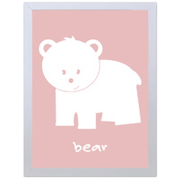 Bear (Pink, 297 x 420mm, White Frame)